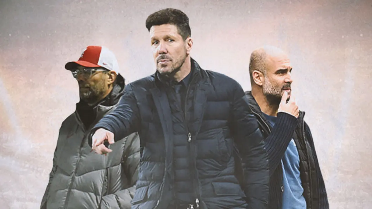 Ilustrasi - Jurgen Klopp, Diego Simeone, Pep Guardiola