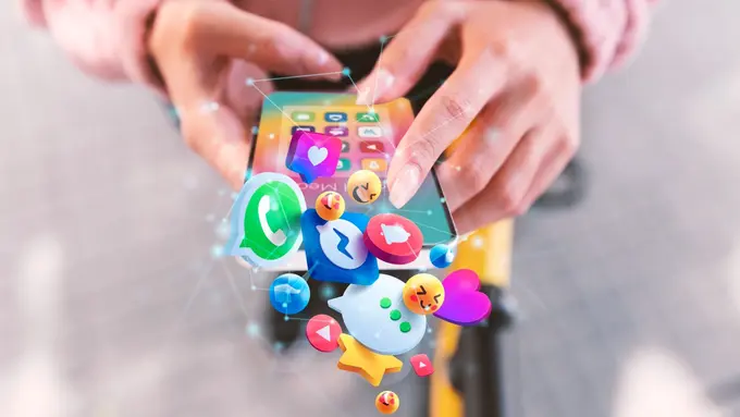 Ilustrasi bermain media sosial