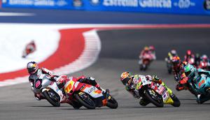 Veda Ega Pratama pada balapan Moto3 Amerika Serikat 2026 di Circuit of the Americas, Austin. (Honda Team Asia)
