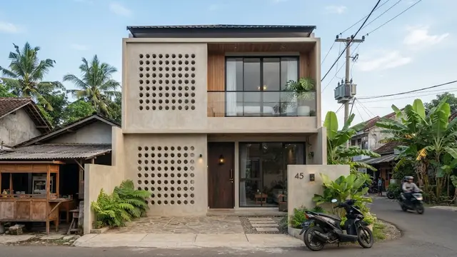 Model lubang angin rumah yang fungsional sekaligus mempercantik fasad dengan desain pola lingkaran