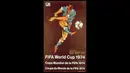 Poster Piala Dunia ke-10 tahun 1974 yang diselenggarakan di Jerman. Lukisan abstrak pemain bola.  Jerman keluar sebagai juara (Istimewa).