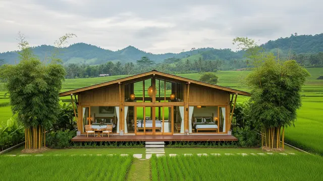 Rumah Bambu dengan Konsep Villa Modern