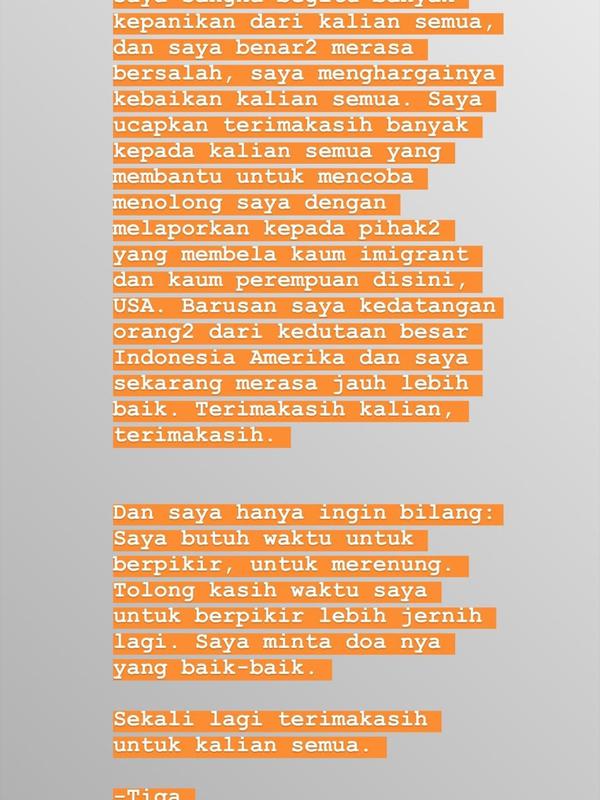 Instagram Stories Tiga Setia Dara (Instagram)