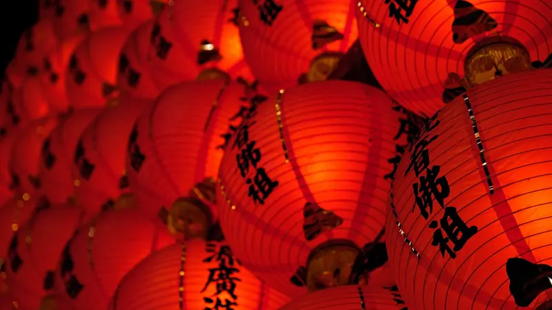 Ilustrasi lampion Tahun Baru China, Imlek