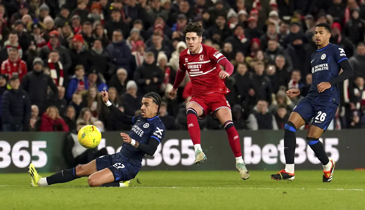 Gol kemenangan Middlesbrough dicetak oleh Hayden Hackney di babak pertama. (Martin Rickett/PA via AP)