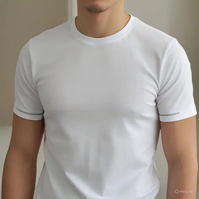 Kaos Polos dengan Detail Jahitan Kontras