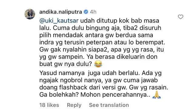 Andika Eks The Titans Tanggapi Klarifikasi Uki Kautsar: Gue Gak Menyalahkan Siapapun, Apa yang Gue Rasa Itu yang Gue Sampein
