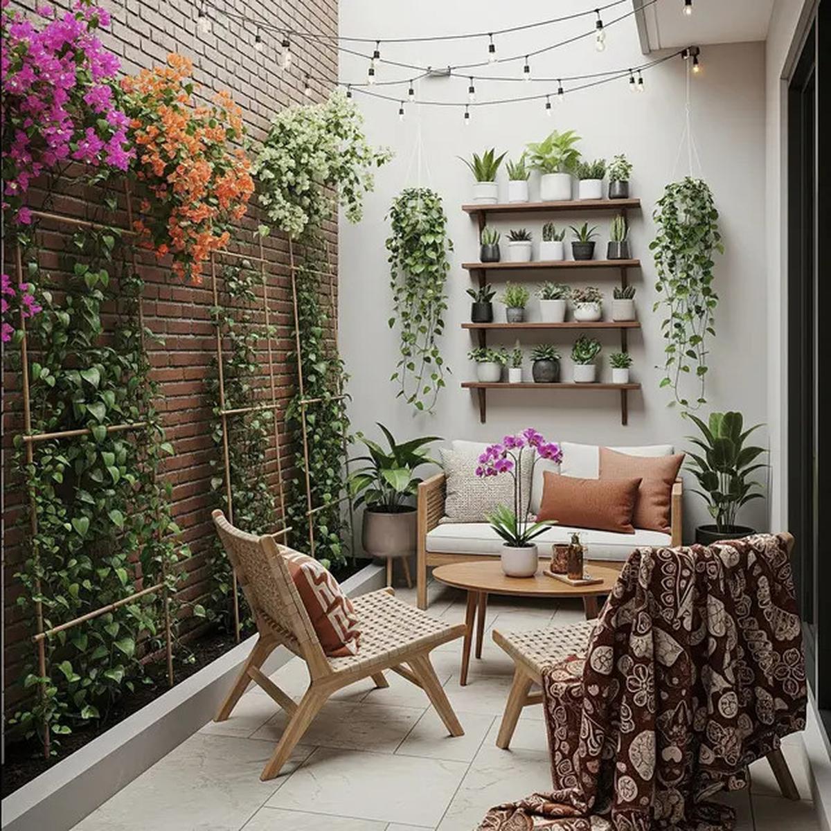 9 Model Teras Belakang Rumah dengan Tiang Tanaman Salur yang Instagramable 2025