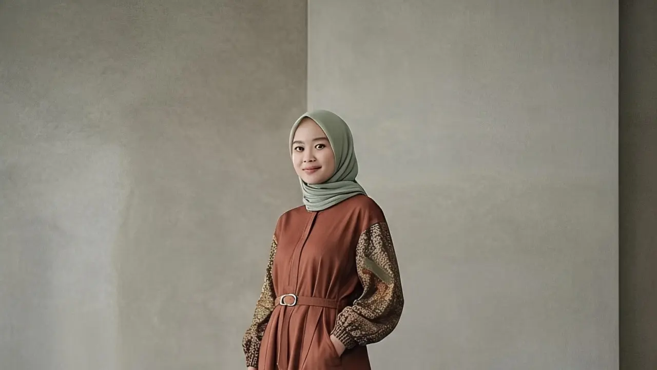 Gamis Brokat Coklat Mahogany. (Liputan6.com/MetaAI)
