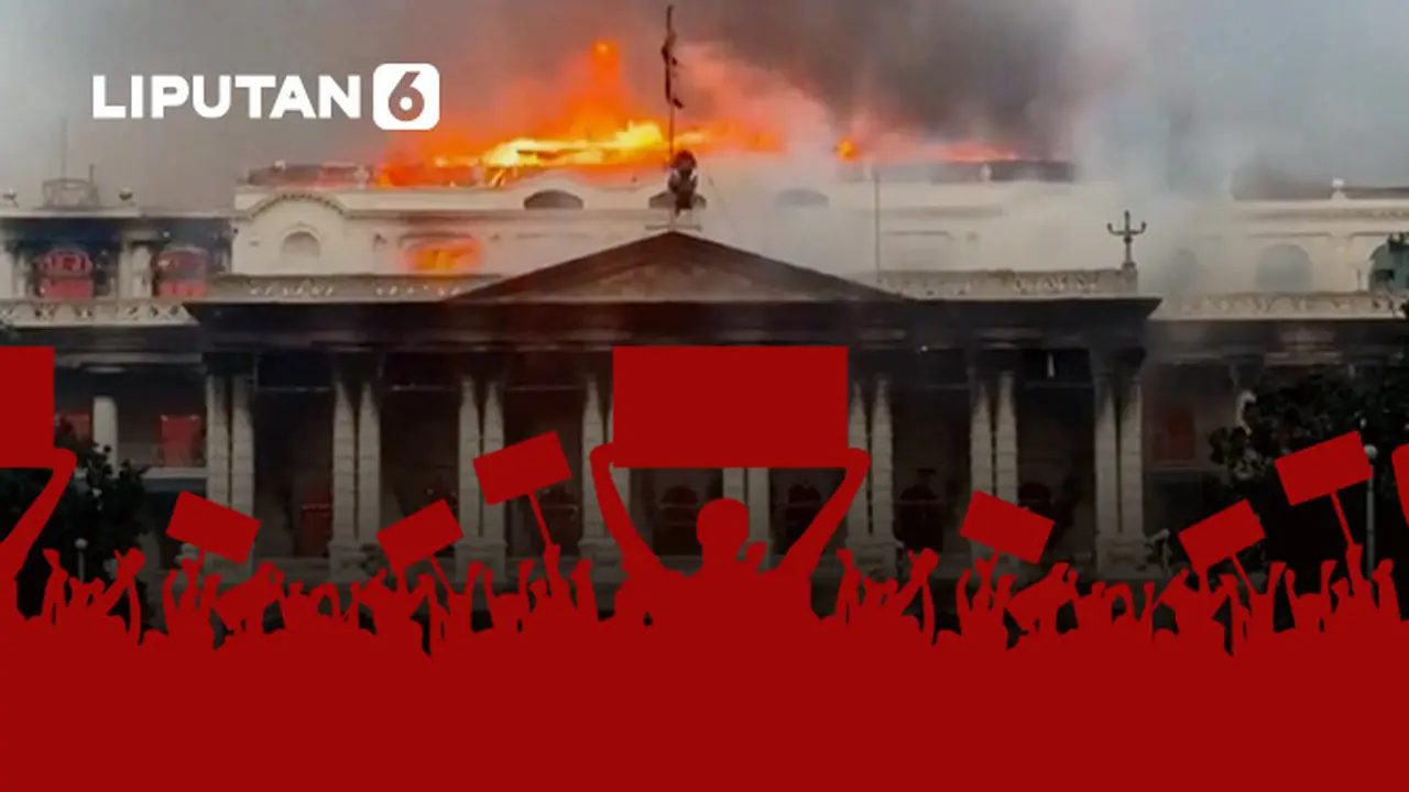 Banner Infografis Kronologi Demo Rusuh di Nepal.