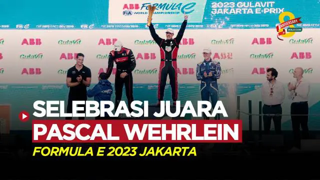Berita Video momen selebrasi pembalap TAG Heuer Porsche Formula E Team, Pascal Wehrlein, usai keluar sebagai juara di balapan Formula E 2023 Jakarta pada, Sabtu (3/6/2023).