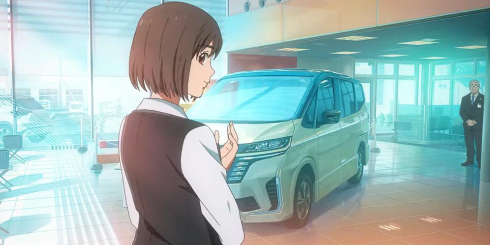 Wujud Nissan Serena C28 di sebuah Anime (YouTube/Yamata Nissan Group)