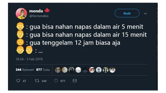 Curhatan Netizen Tentang 'Nahan Napas Dalam Air'
