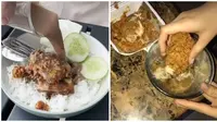 Menu Ayam Geprek Nyeleneh Ini Bikin Hilang Selera. (Sumber: TikTok/@adrianphangphang dan 1cak.com)