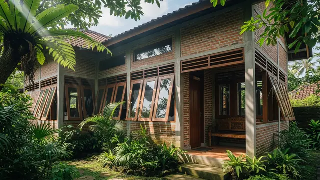 Rumah Bata Ekspos yang Adem untuk di Desa/Gemini AI