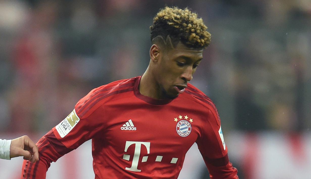 Pemain Bayern Munich,  Kingsley Coman mencetak satu gol ke gawang Juventus pada laga leg kedua 16 besar liga Champions di Stadion Allianz Arena, Munich, Kamis (17/3/2016) dini hari WIB. (AFP/Christof Stache)