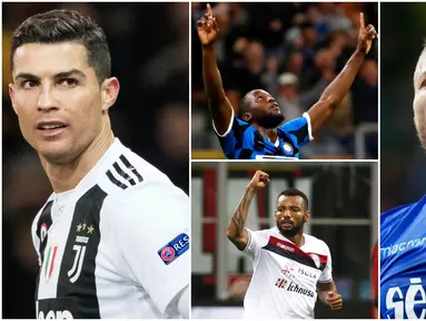 Berikut ini daftar top scorer sementara Serie A 2019. Striker Lazio, Ciro Immobile, menempati urutan pertama sedangkan bintang Juventus, Cristiano Ronaldo tercecer di posisi empat. (Foto Kolase AP dan AFP)