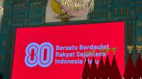 Presiden Prabowo Subianto meluncurkan logo dan tema peringatan Hari Ulang Tahun ke-80 Republik Indonesia&nbsp;atau HUT ke-80 RI. (Liputan6.com/Lizsa Egeham)