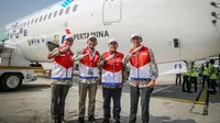 Capai Target Net Zero Emission 2060, Pertamina Patra Niaga Lakukan Pengisian Perdana Sustainable Aviation Fuel Penerbangan Komersil/Istimewa.