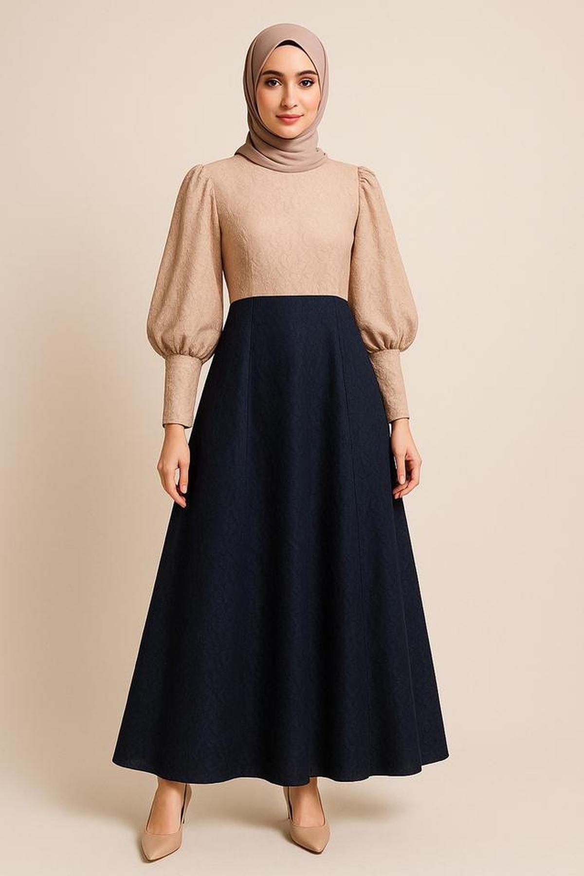 7 Model Gamis A-Line Brokat dengan Lengan Balon, Cocok untuk Segala Acara di 2025