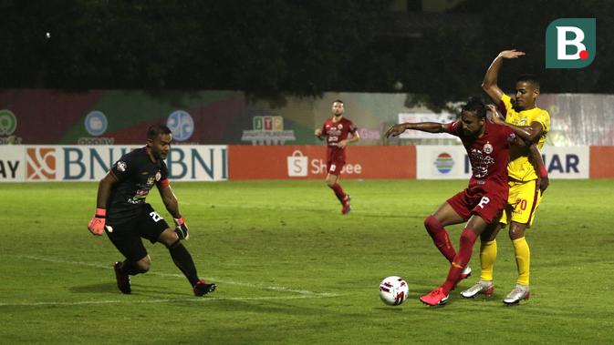 Persija Jakarta berhasil mencuri poin di markas Bhayangkara FC setelah bermain imbang 1-1 pada laga pekan ketiga Shopee Liga 1 2020, Sabtu (14/3/2020). (Bola.com/Yoppy Renato)