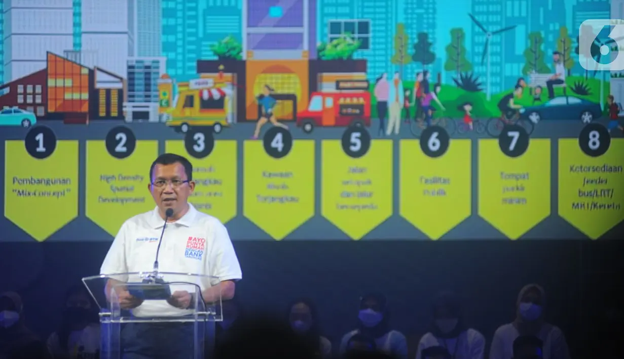Direktur Utama PT Bank Tabungan Negara (Persero) Tbk, Haru Koesmahargyo memberi sambutan pada pembukaan Indonesia Property Expo (IPEX) di Jakarta, Minggu (15/5/2022). Bank BTN menawarkan beragam promo diantaranya suku bunga KPR mulai 2,2%, bebas biaya provisi,administrasi maupun apraisal dengan menargetkan IPEX dapat mencatatkan ijin prinsip KPR senilai Rp 1,5triliun. (Liputan6.com/HO/BTN)