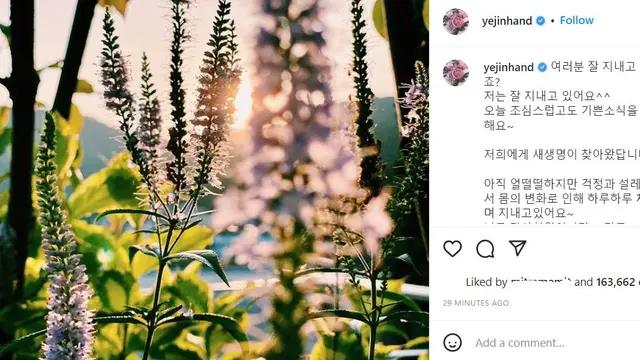 Son Ye Jin mengabarkan bahwa dirinya hamil. (Instagram/ yejinhand)