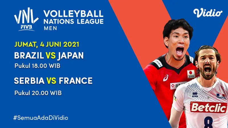 Live Streaming Big Match Volleyball Nations League 2021 Jumat 4 Juni 2021 di Vidio