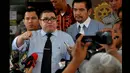 Kuasa hukum Komjen Budi Gunawan, Razman Arif Nasution, memberikan keterangan di Mabes Polri, Jakarta, Jumat (30/1/2015). (Liputan6.com/Johan Tallo)