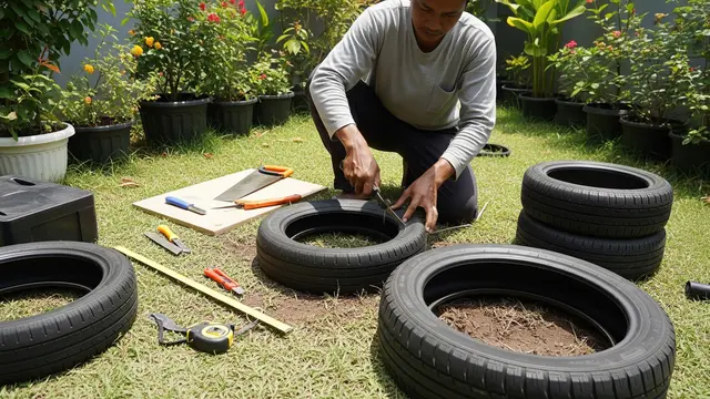 Cara Membuat Kolam Mini dari Ban Bekas/AI Generated