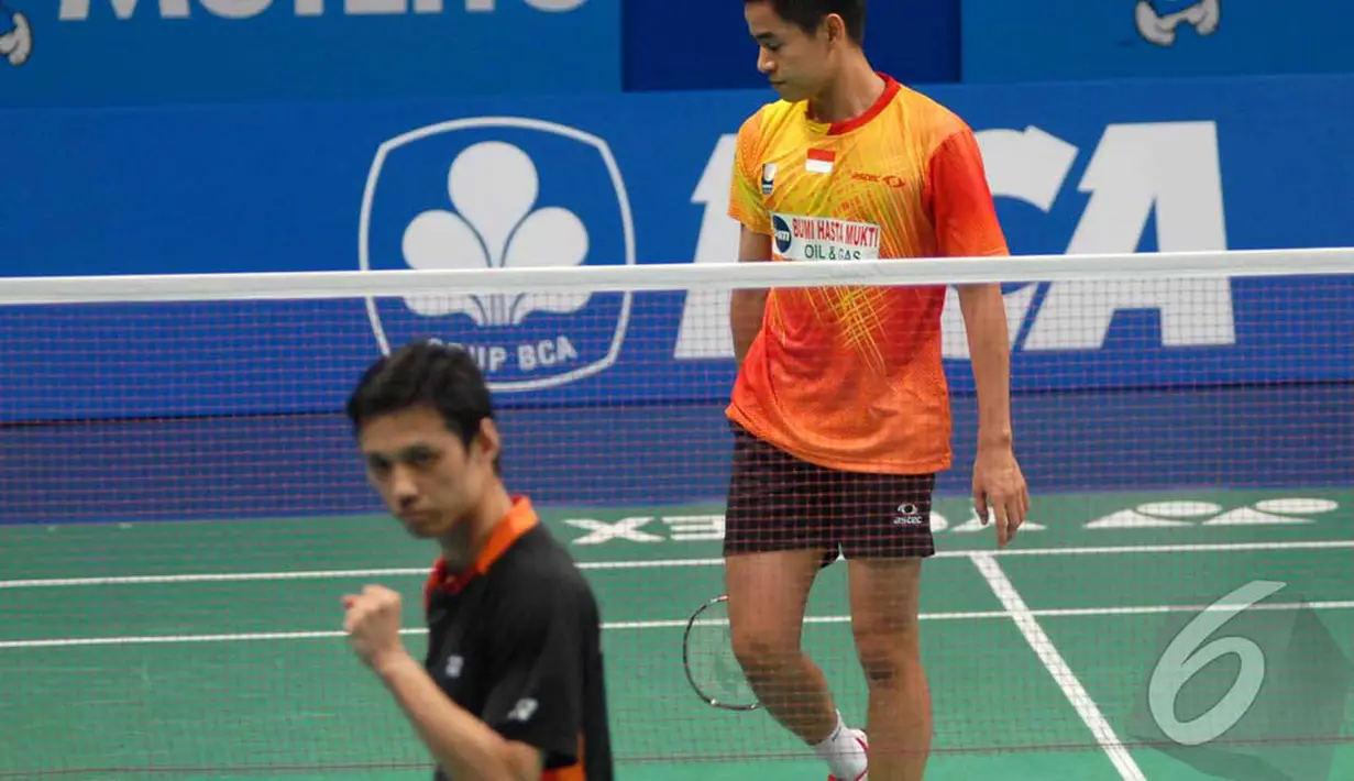 Simon Santoso kandas dalam ajang BCA Indonesia Open Superseries Premier 2014, Jakarta (Liputan6.com/Miftahul Hayat)