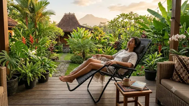 Ide Kursi Santai Outdoor Terbaik untuk Maksimalkan Kenyamanan Rileksasi/AI Generated
