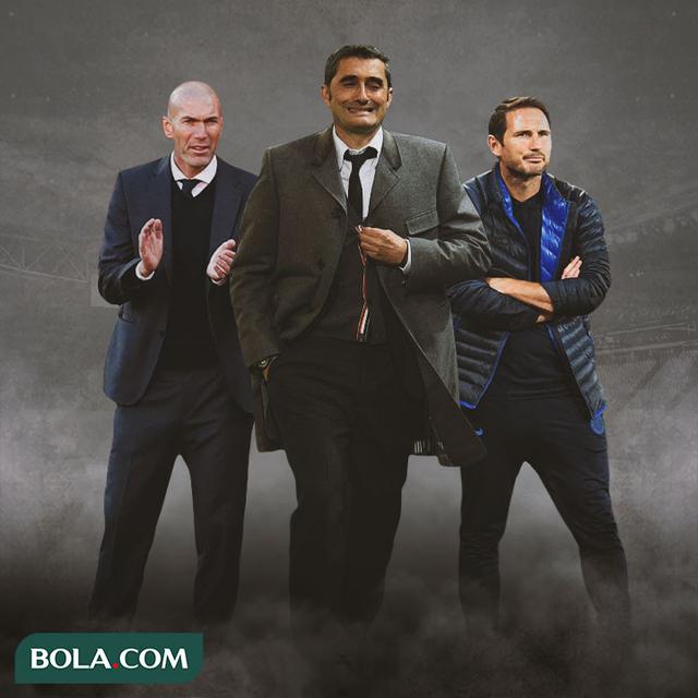 Ilustrasi - Zinedine Zidane, Ernesto Valverde, Frank Lampard