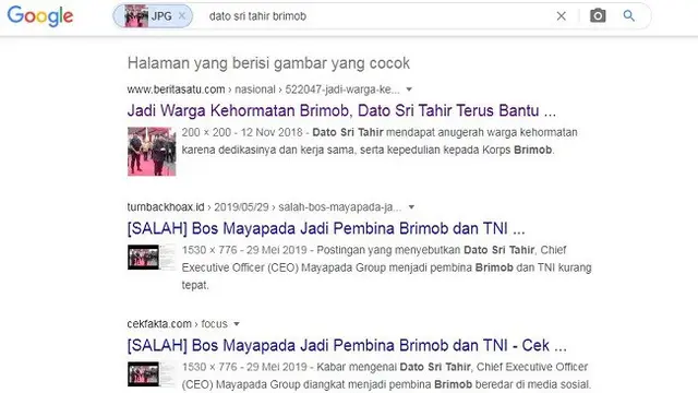Gambar Tangkapan Layar Penelusuran Foto dengan Google Reverse Image