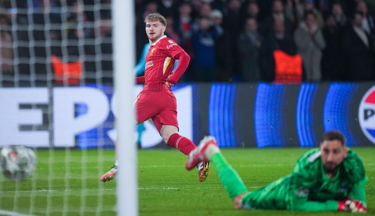 Pertandingan yang berlangsung di Parc des Princes pada 6 Maret 2025 ini berakhir dengan kemenangan tipis 1-0 untuk The Reds, berkat gol dari Harvey Elliott di menit ke-87. (AP Photo/Aurelien Morissard)