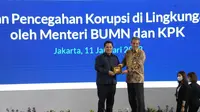 Menteri BUMN Erick Thohir mengumpulkan 41 direksi dari lembaga - lembaga dana pensiun di lingkungan BUMN di Jakarta, Rabu malam (11/1). Di sini dia menegaskan soal korupsi di BUMN.