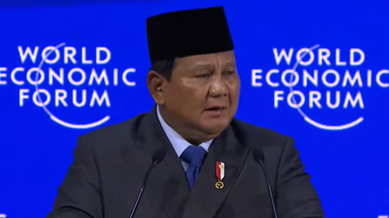 Presiden Prabowo Subianto di World Economic Forum (WEF) Davos, Swiss, Kamis (22/1/2026). (Foto: tangkapan layar/youtube Badan Komunikasi Pemerintah RI)