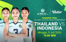 Timnas Voli Putri Indonesia U18 vs Thailand - Perempat Final AVC Girls’ U18 Volleyball Championship di Vidio