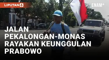 Rayakan Hasil Real Count Sementara, Pendukung Prabowo Jalan Kaki dari Pekalongan ke Monas
