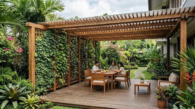 Inspirasi Pergola Kayu yang Cocok Ditanami Tanaman Rambat