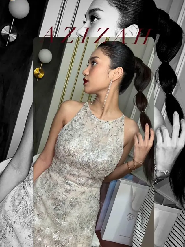 6 Pesona Glamor Azizah Salsha Kenakan Gaun Sequin Tanpa Lengan di Pesta Ulang Tahun ke-40 MUA Marlene Hariman