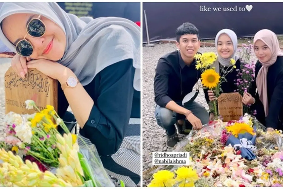6 Momen Nabila Ishma Ziarah ke Makam Mendiang Eril, Sudah Bisa Tersenyum