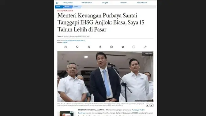 Cek Fakta Liputan6.com menemukan klaim video Menteri Keuangan (Menkeu) Purbaya Yudhi Sadewa bagikan bantuan dana hibah