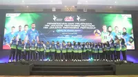 Launching tim putra Jakarta Pertamina Pertamax dan putri Jakarta Pertamina Fastron untuk Proliga 2023 di Graha Pertamina, Jakarta, Selasa, 3 Desember 2023. (foto: Pertamina)