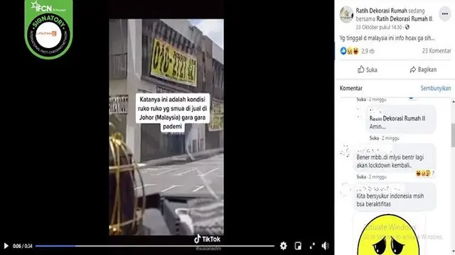 Gambar Tangkapan Layar Video Ruko di Malaysia (sumber: Facebook)