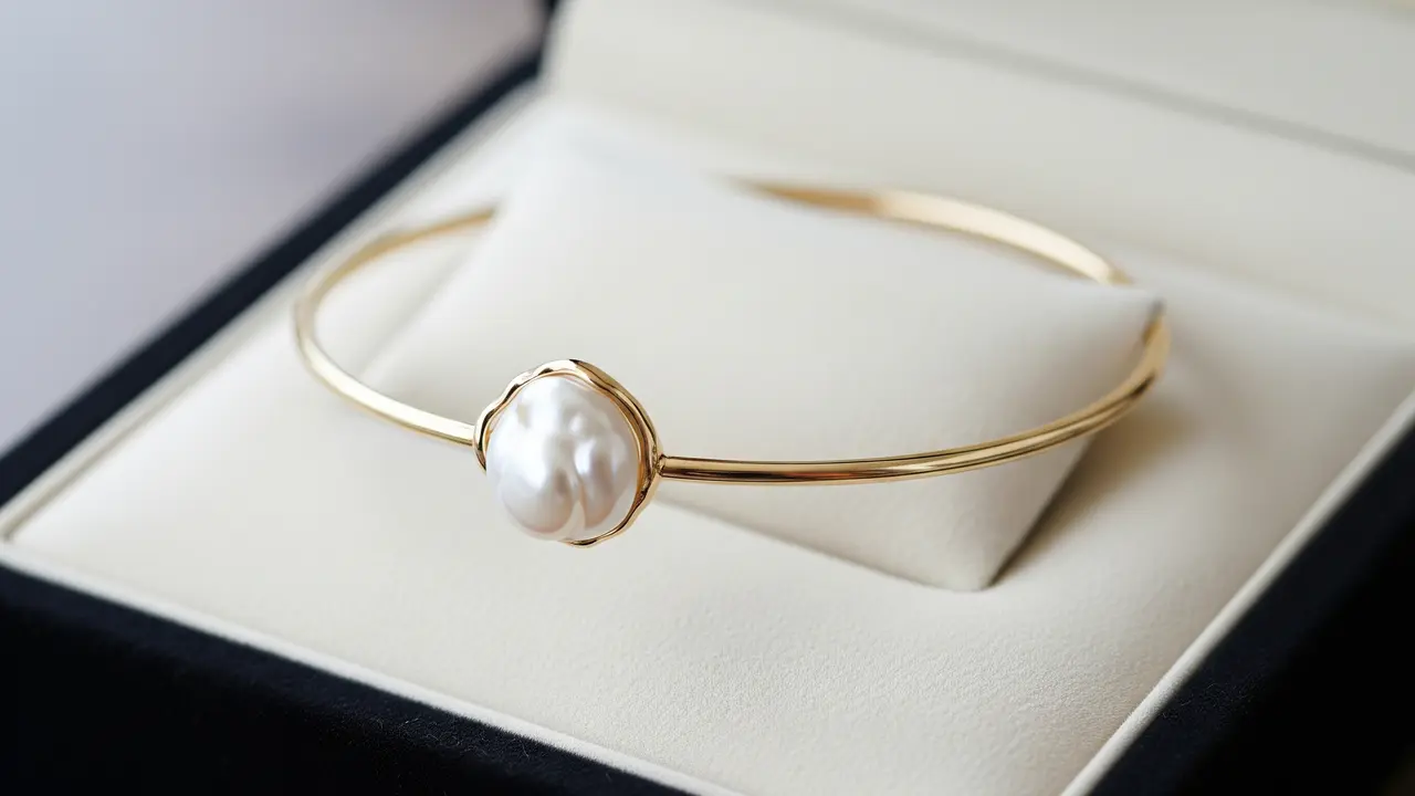 Tren Gelang Emas Bangle Tipis 2026 untuk Ibu Usia 50 Tahun yang Suka Tampilan Rapi Model Aksen Mutiara Organik