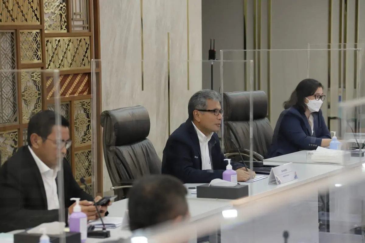 Direktur Utama BRI Sunarso dalam Konferensi Pers Laporan Kinerja Kuartal I-2022, Senin (25/4/2022). (Dok BRI)