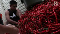 Seorang pedagang memilah cabai di sebuah pasar di Jakarta, Kamis (11/1). Saat ini harga cabai rawit merah naik sebesar Rp 20 ribu hingga Rp 30 ribu per kilogram. (Liputan6.com/Angga Yuniar)