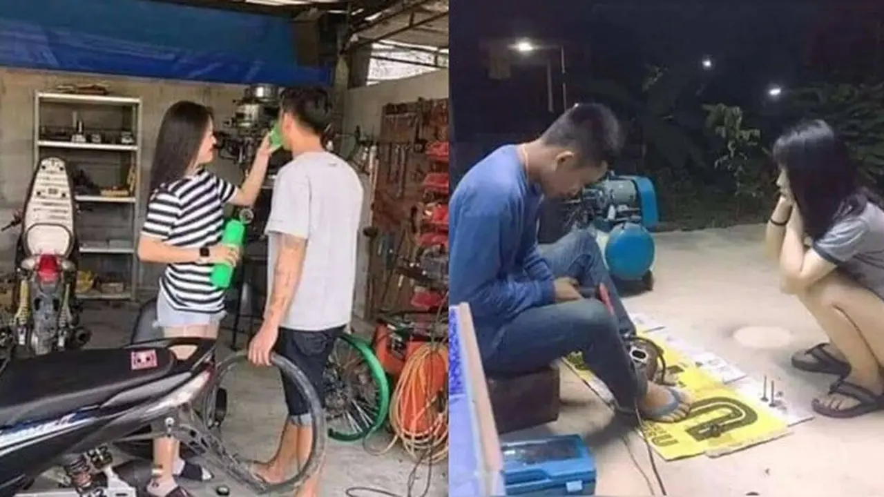 6 Potret Pacar Montir yang Perhatian Ini Romantis Banget