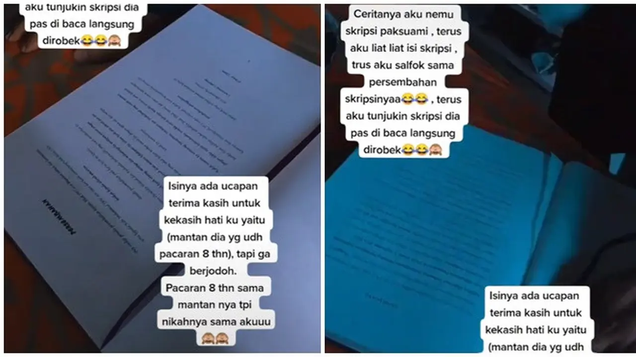 Pernah Tulis Nama Pacar di Skripsi, Aksi Suami Saat Istrinya Lihat Ini Bikin Ngakak